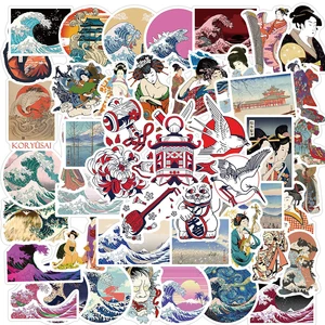 103050pcs ukiyo e waves stickers laptop diy guitar luggage skateboard fridge car waterproof graffiti sticker decals kid toys free global shipping