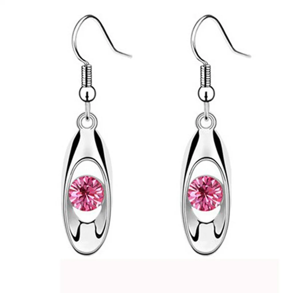 Женские овальные серьги-подвески длинные висячие серьги с кристаллами