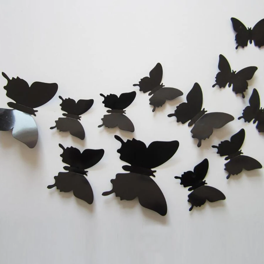 12-Piece Double Layer 3D Butterfly Wall Stickers | Wall Home Decoration | Butterfly Magnet for Refrigerator image 5