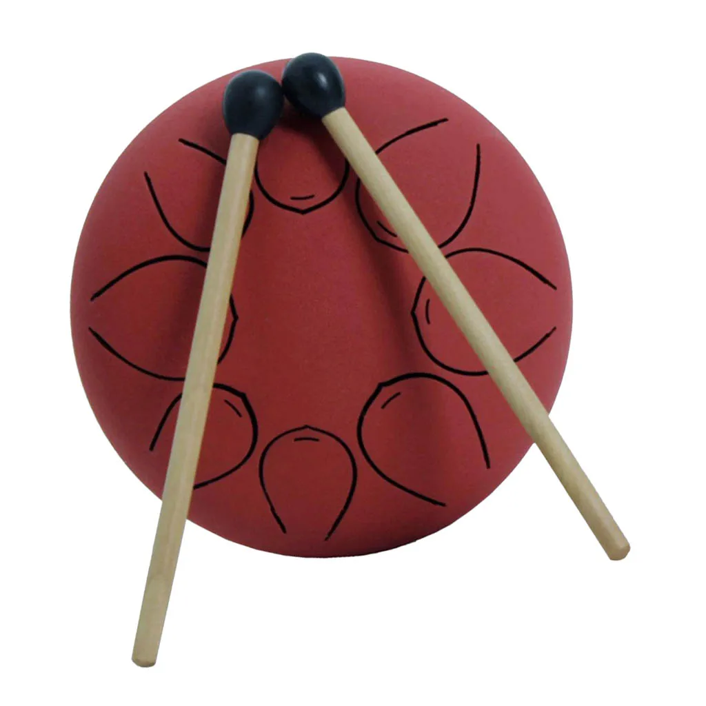 Red Стальной язык барабан 8 Примечание ударный инструмент 5 дюймов Handpan барабан - Цвет: Red