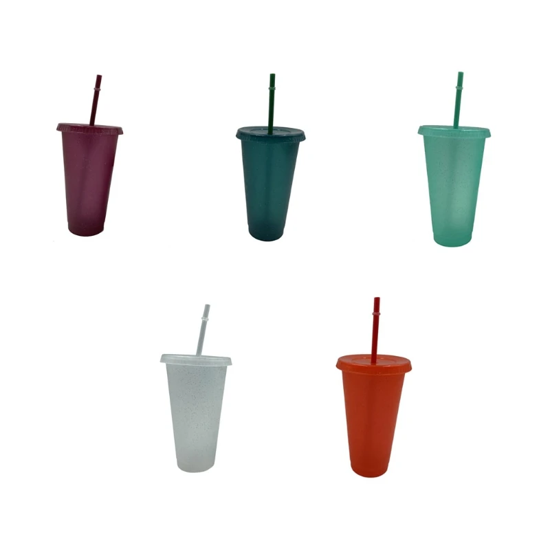 

808A Powder Shiny Reusable Straw Cup with Lid Sequin Glitter Cup Coffee Juice Tea Cup Travel Mug Outdoor Drink Bottle