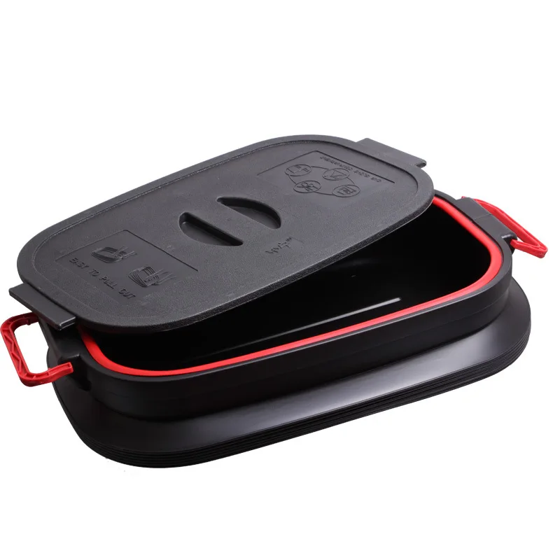 

37L telescopic storage box folding telescopic barrel fishing water bucket black ribbon cover on board storage gift