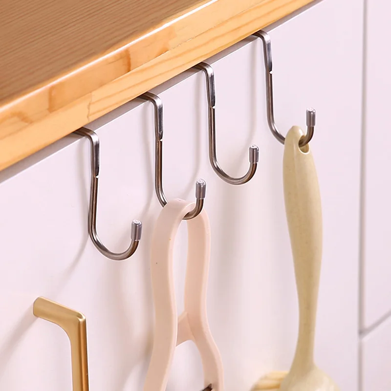 

Stainless Steel Free Punching Cabinet Door Without Trace Hook S-type Door Hanger Hanger Door Back Coat Hook Small Hook