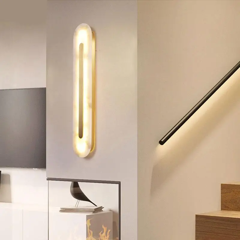 Роскошный вертикальный светодиодный светильник для отеля Мраморная настенная