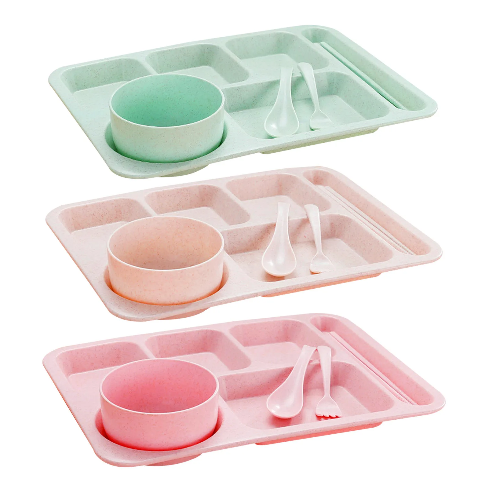

5pcs Food Grade Divided Dinner Tray Lunch Container Food Plate School Canteen Divided Tray Easy To Clean Stackable Fitting