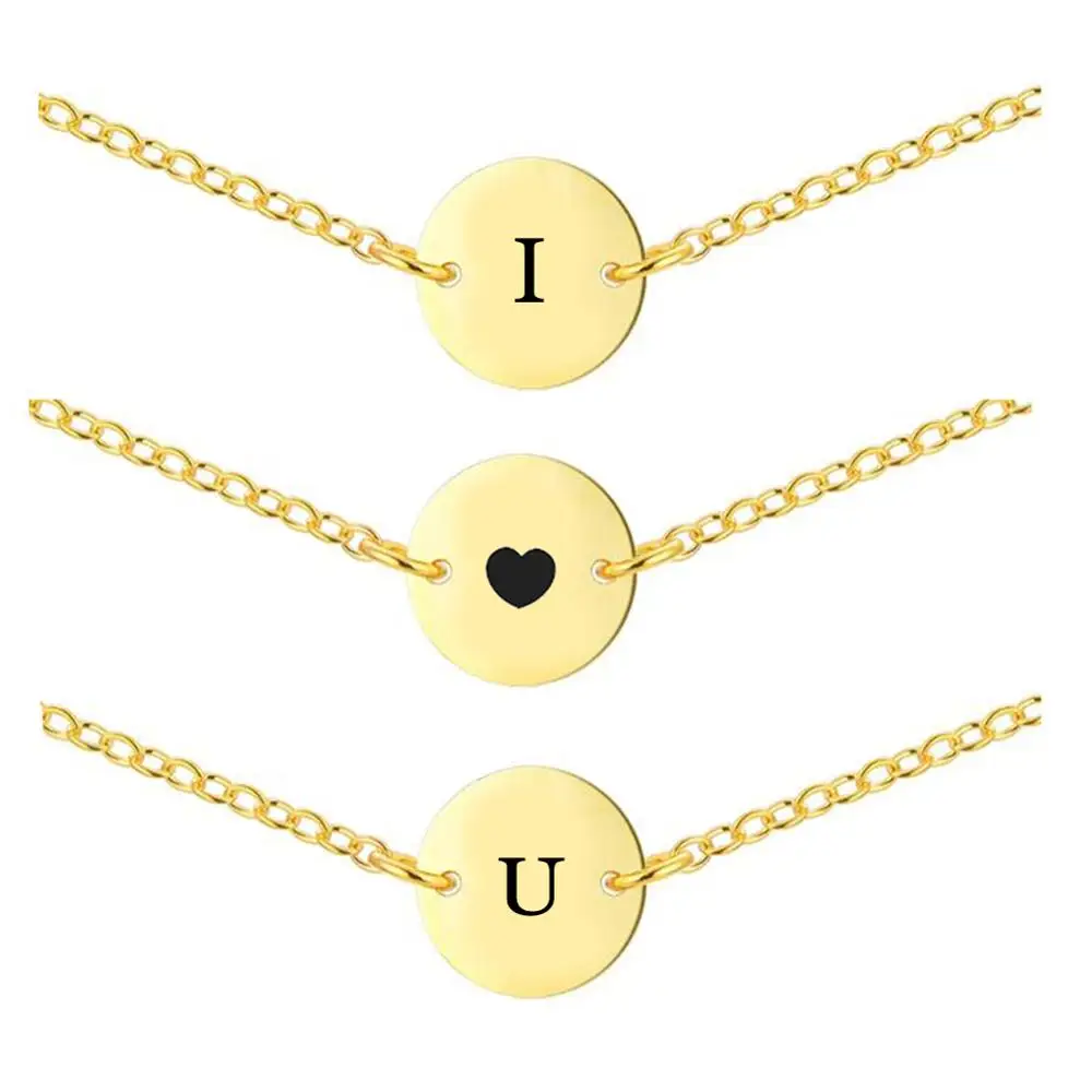 

Dropship Custom Stainless Steel Initial Necklace Initial Disc Necklace Jewelry Gift for Her