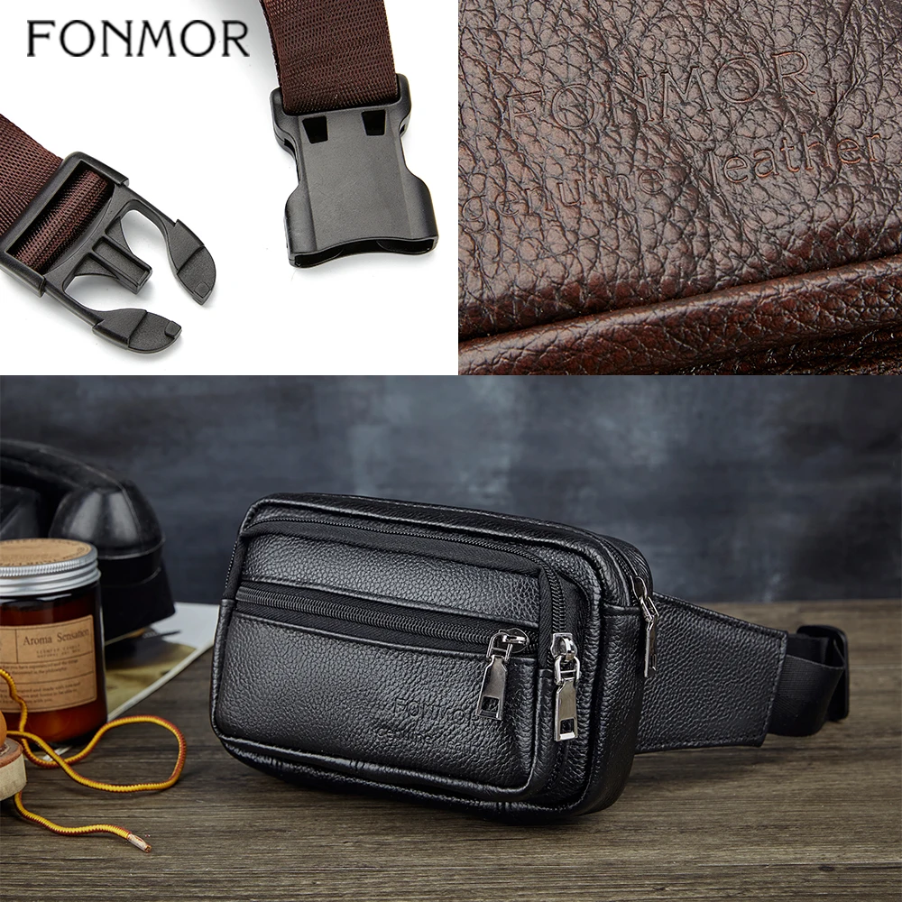 Поясная Сумка из натуральной кожи для мужчин многофункциональная забавная