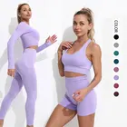 234 шт. женский спортивный комплект бесшовный укороченный топ бюстгальтер шорты Йога Спортивный костюм Тренировочный наряд леггинсы с высокой талией одежда для фитнеса и спортзала