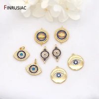 series 14k real gold plated zircon evil eye pendants accessories for jewelry making