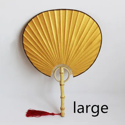Gold DIY Rice Paper Blank Fan Traditional Craft Chinese Hand Vintage Bamboo Root Lantern Begonia Banana Round | Дом и сад