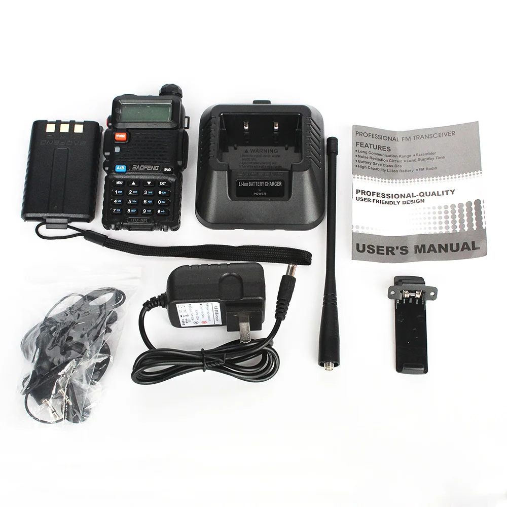 Black Baofeng рация UV-5R двухдиапазонный УКВ аналоговый портативный Профессиональный двухсторонний радио FM Transeiver - Цвет: Black
