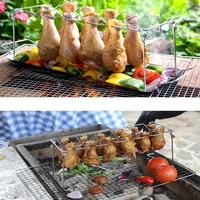 stainless steel chicken wing leg drumstick rack grill holder with drip pan for bbq multi purpose chicken leg oven grill rack