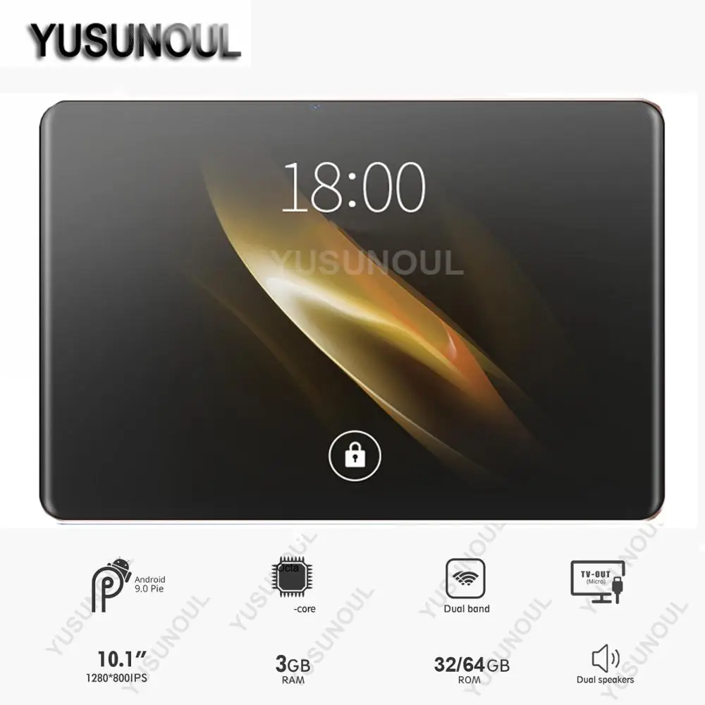 Fast For Games/Videos Hot New Android 9.0 10 inch tablet 4G LTE 32+64GB ROM 8 Cores 1920x1200 WiFi GPS Netflix Tablette 10.1