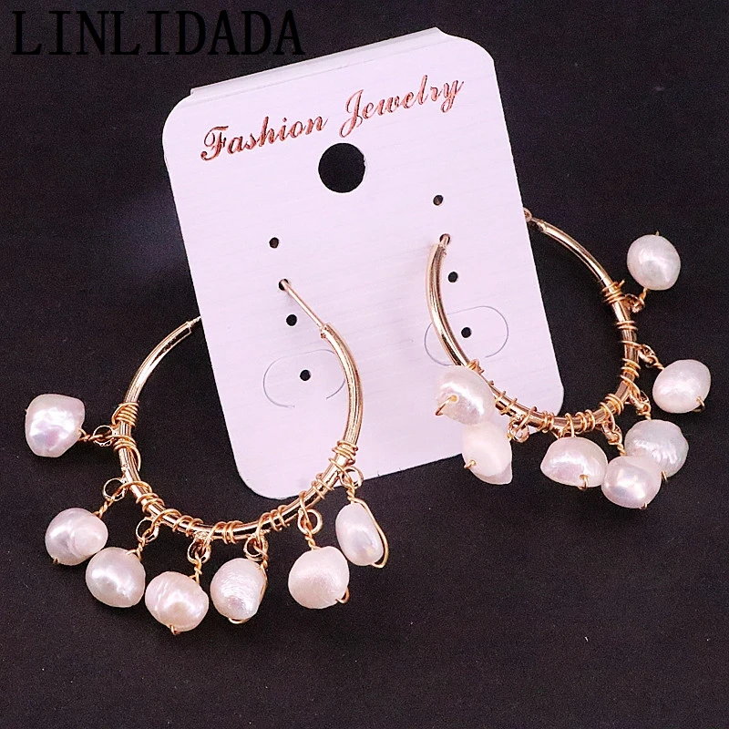 

4Pair Latest Fashion Natural Freshwater Pearl Earring Gold Electroplated Wire Design Woman elegant Jewelry