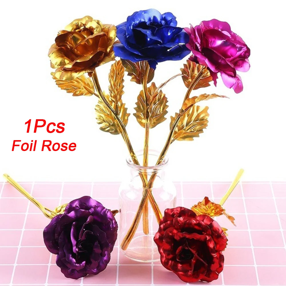 Rose Flower 24K Gold Foil Gold-Plated Decorative Best Bouquet Gift for Valentine's Day Mother's | Дом и сад