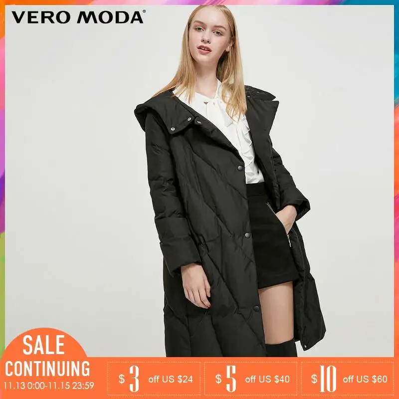 Vero Moda Новый однобортный пуховик средней длины с длинным рукавом на белом утином