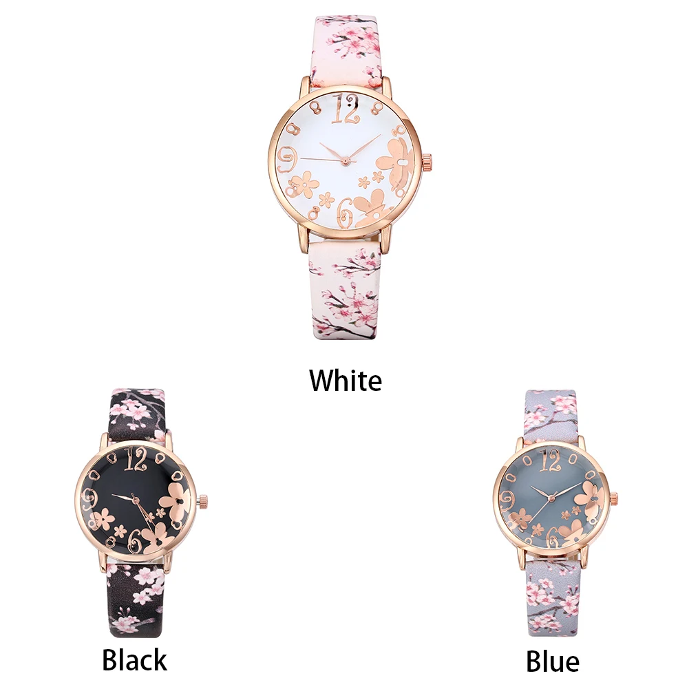 Регулируемые украшения с цветочным принтом наручные портативные женские часы