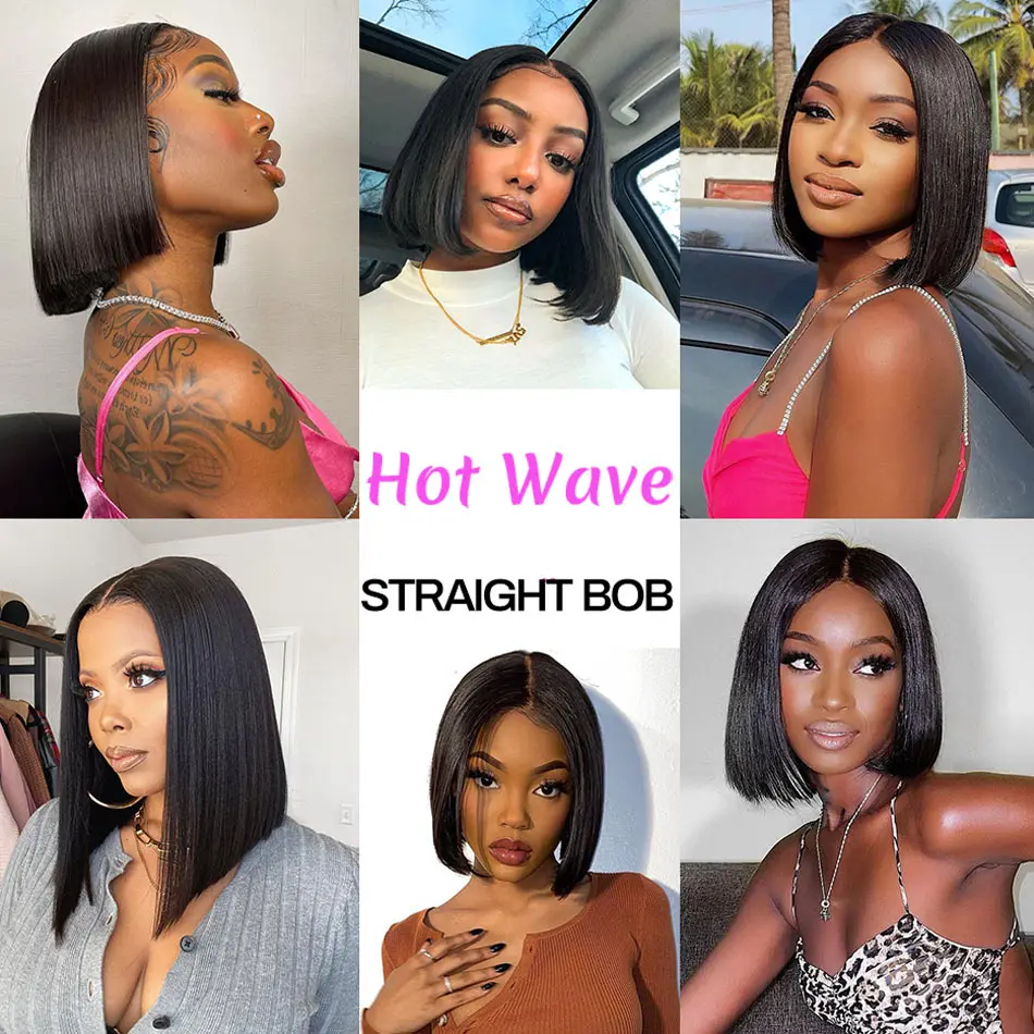 

Short Bob Wig HD Transparent 13x4 Lace Frontal Wig Straight Brazilian Human Hair Wigs For Women 4X4 Lace Closure Wig Virgin Hair
