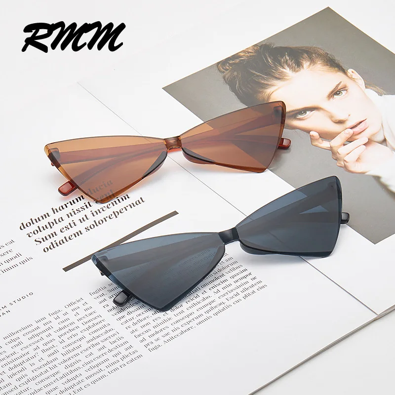 RMM новые брендовые треугольные солнечные очки кошачий глаз женские зеркальные