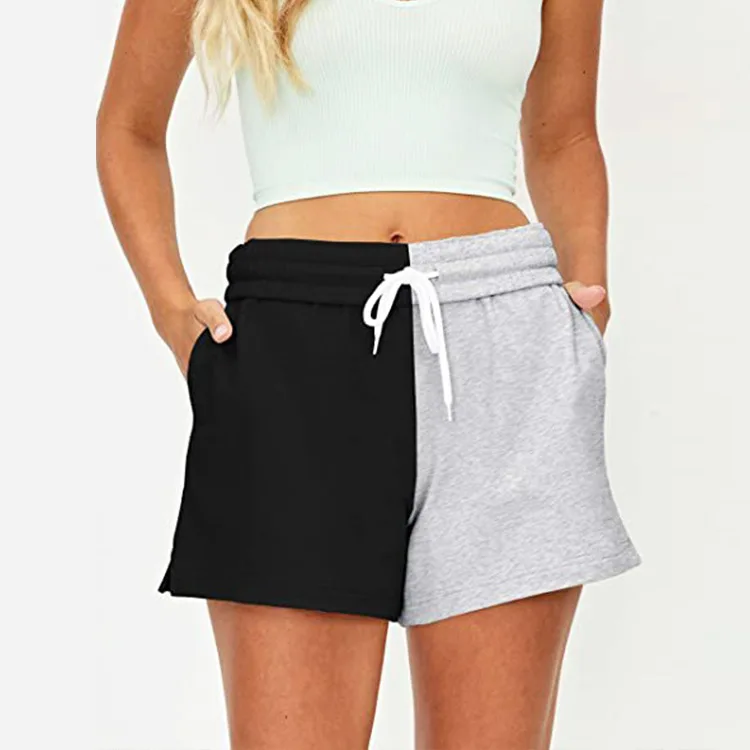 

Summer Women Shorts Casual Workout Shorts Loose Drawstring Elastic Waist Color Block Wide Leg Shorts Streetwear
