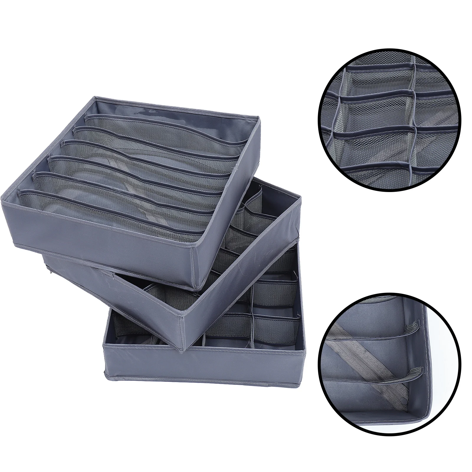 

3 Pcs Foldable Panties Socks Storage Boxes Divided Compartments Storage Boxes