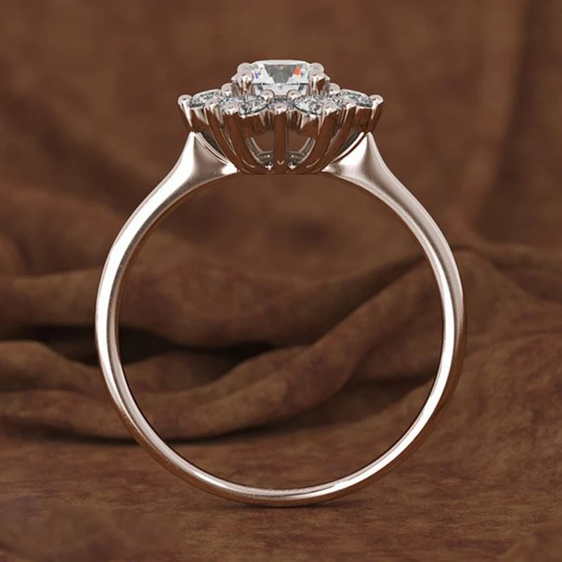 Милое кольцо принцессы с изображением снежного цветка для женщин белое