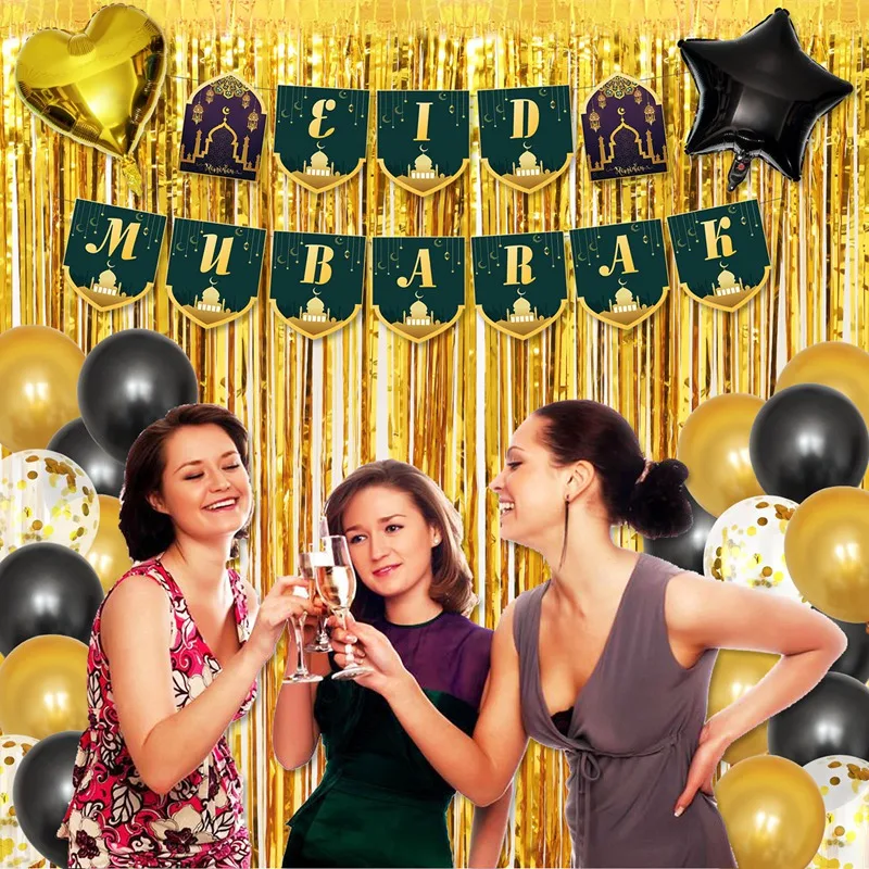 

Eid Mubarak Ramadan Bunting Banners Islam Festival Decor Party Supplies Party Balloons Set for Party Wedding Decor