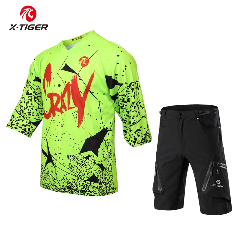 

X-Tiger Anti-sweat Middle Sleeve DH Shirt Bike Set Downhill Jerseys Quick-Dry Downhill Shirt Jersey Bicycle Cycling Clothes
