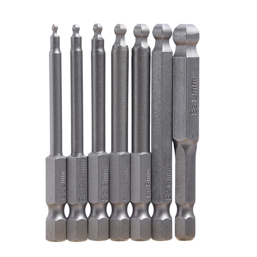 

7pcs Magnetic S2 Steel Ball End Hexagon Head Hex Screwdriver Bits Drill Set Fine Workmanship Hand Repair Kits Mini Tools