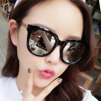 fashion round frame male female sunglasses dazzling reflective one piece nose pads retro hemming frame