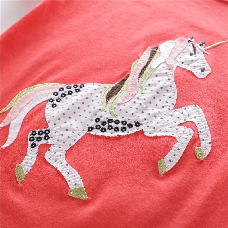 

Cotton Baby Girls T shirt Summer Short Sleeve New Cartoon Unicorn Casual Cute Top Tees Kids Wear Clothes