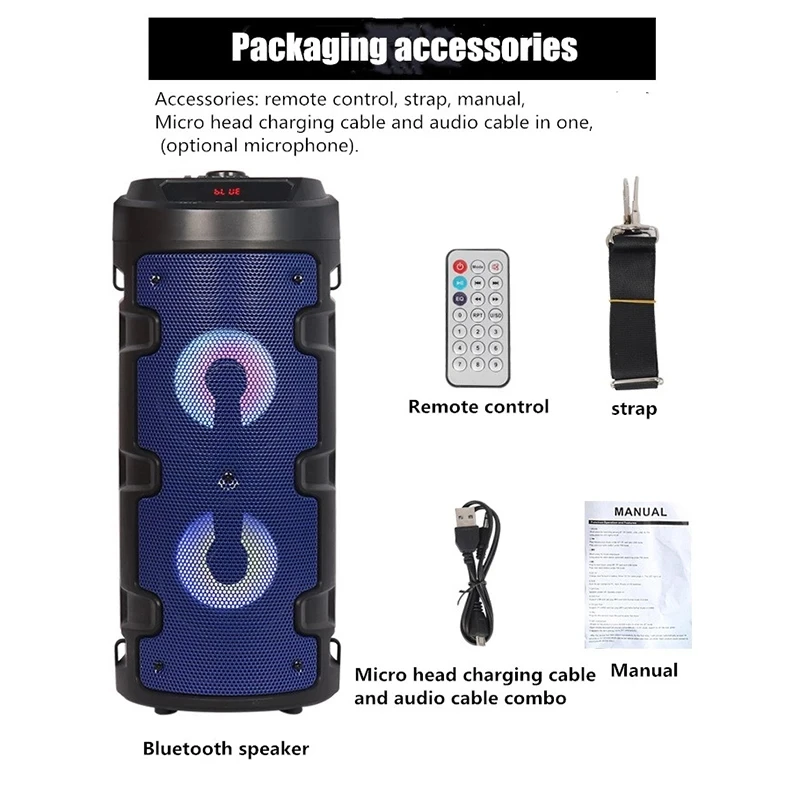 

Portable Bluetooth Speaker High Power Subwoofer Outdoor Bass Music Center Wireless Column Support USB FM Radio TF caixa de som