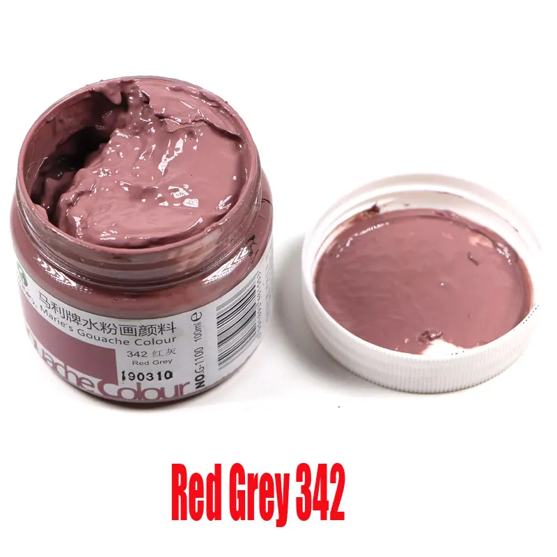 Red Grey 342 100 мл/бутылка гуашь пигмент Искусство Ручная роспись специальный пигмент школьное искусство специальная краска великолепный гуашь пигмент 42 цвет optiona - Цвет: Red Grey 342