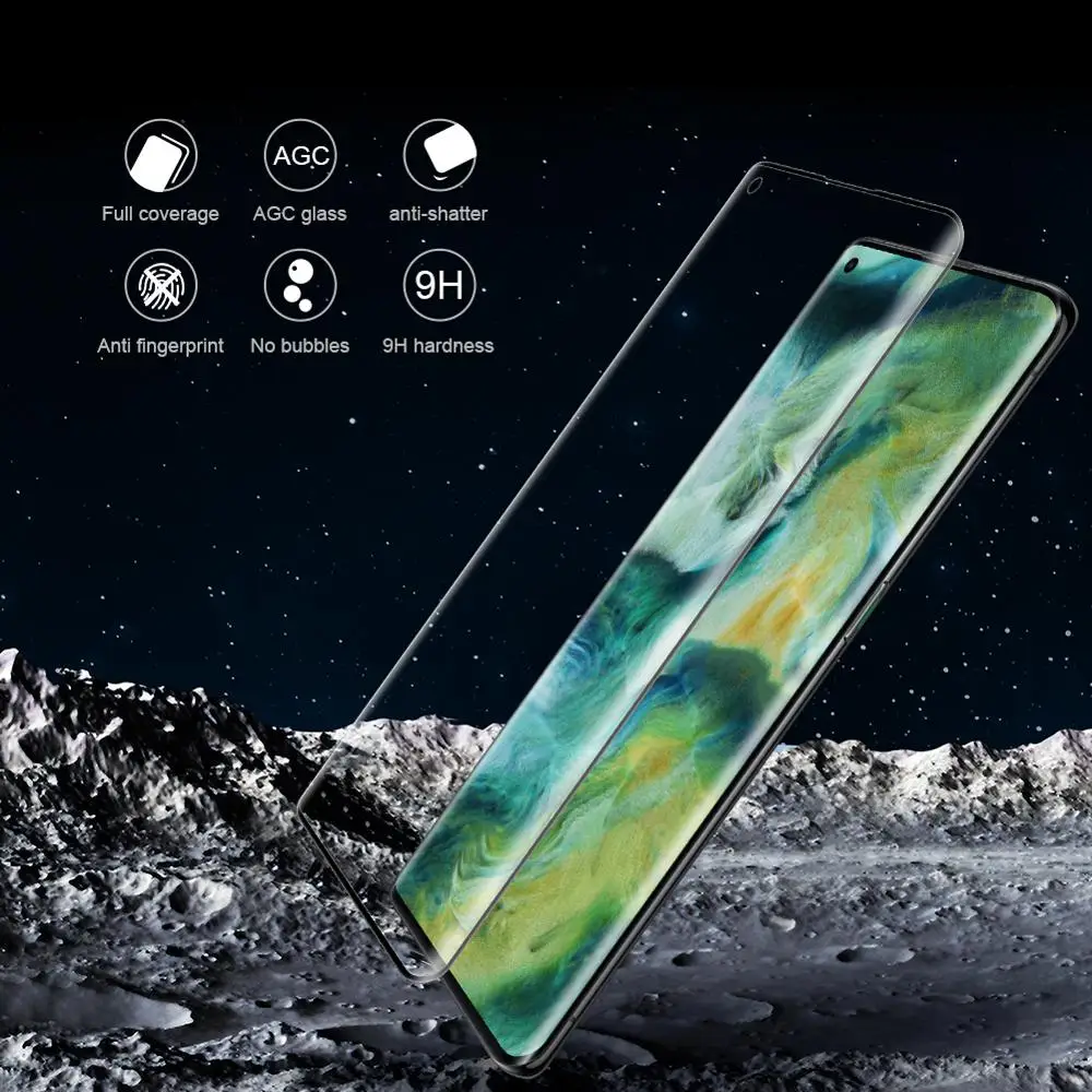 Фото Изогнутое закаленное стекло с полным покрытием для OPPO Find X2 Взрывозащищенная Изогнутое закаленное стекло с полным покрытием для OPPO Find X2 Взрывозащищенная