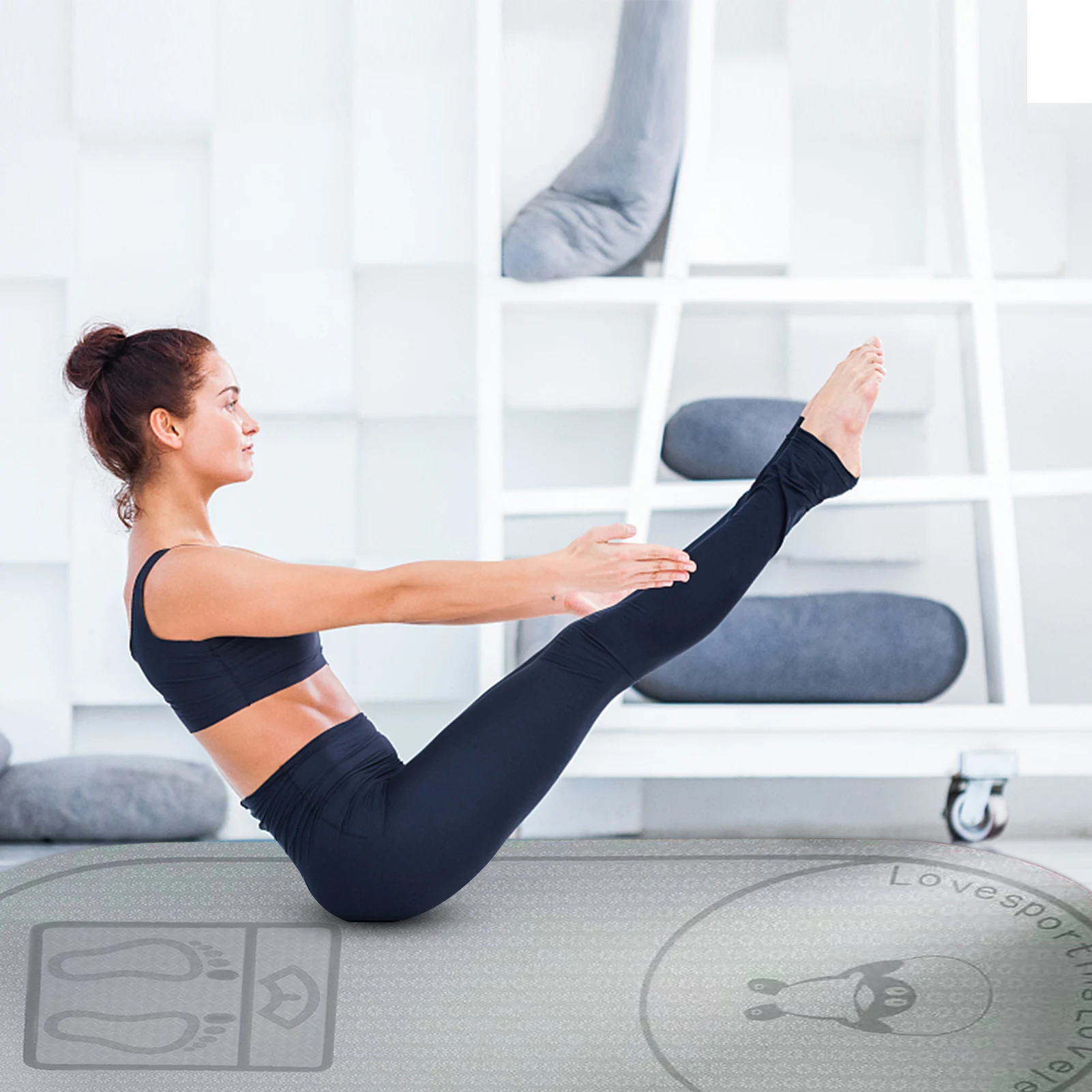 Нескользящий Коврик для йоги из ТПЭ напольный шнурок скакалки амортизирующий