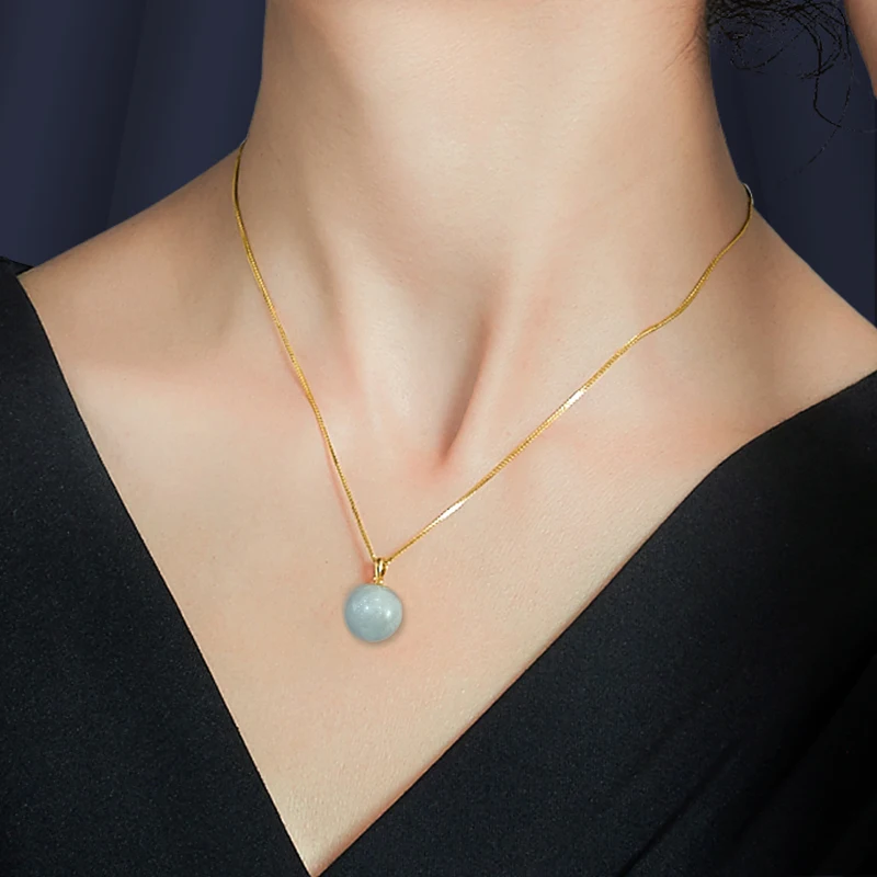 

1PC Natural Aquamarine Stone Blue Pendant Perfume Ball Essential Oil Pendant Women Quartz Stone Vials Necklace Jewelry