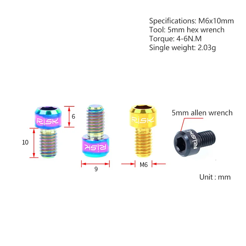 2 шт. M6x10mm V Тормозной болт для дороги титановый велосипедный горный велосипед из