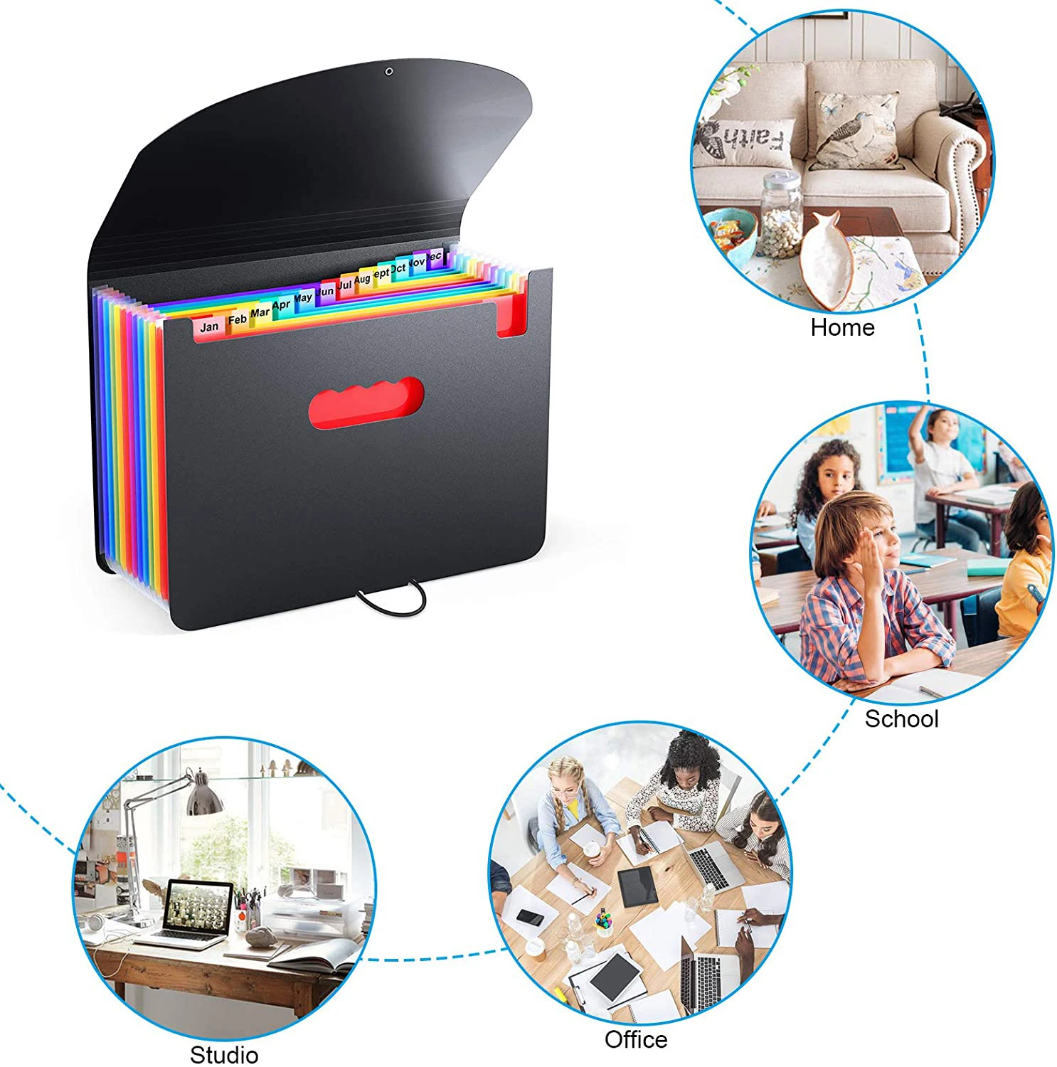 

Accordian File Organizer,12 Pockets Expanding File Folder with Expandable Cover,Portable Filing Box,Desktop Accordion Folders