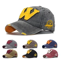 new cotton letter w baseball cap retro outdoor sports caps women bone gorras curved fitted washed vintage dad hats for men