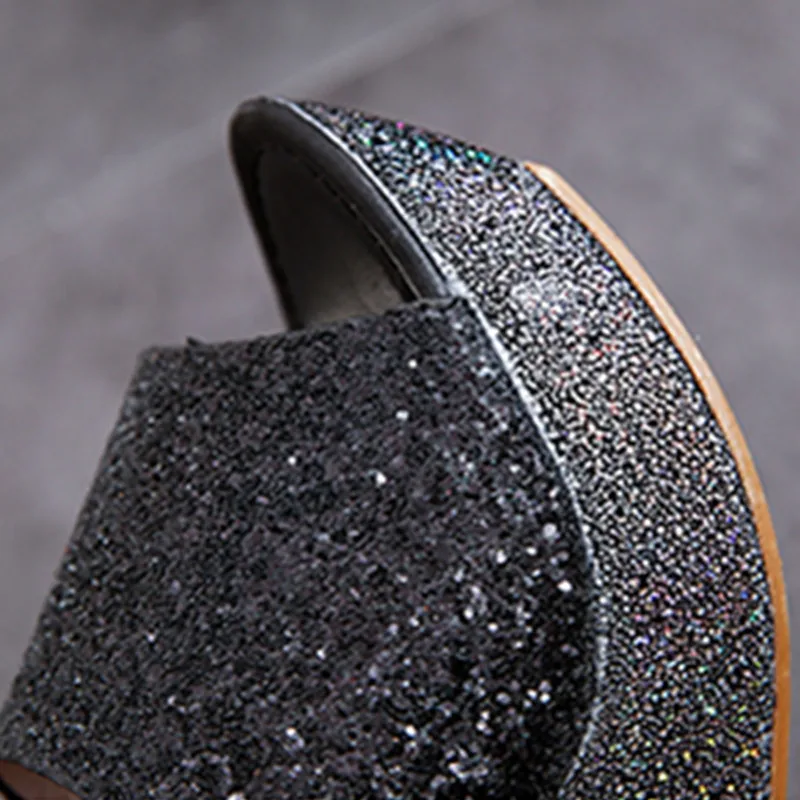 

Brand Women Shoes Summer Bling Sequins Wedge Ladies Shoes Fahion Casual High Heel Slippers Breathable Beach Platform Slippers