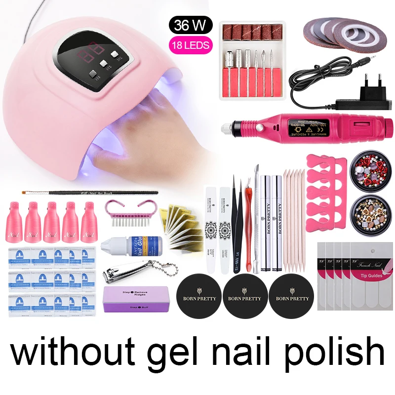 BORN PRETTY набор гель для ногтей УФ светодиодная лампа Сушилка наращивания Гель-лак