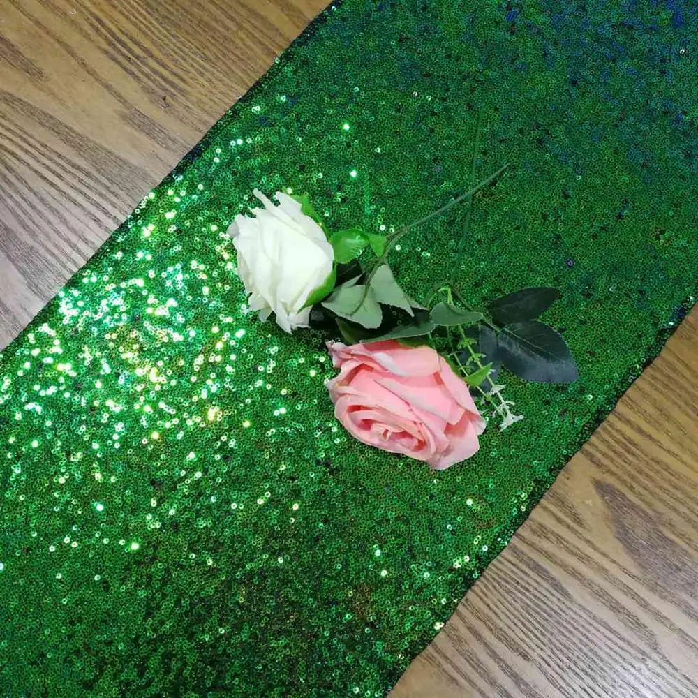 Sequin Table Runners Green Dining Runner 2 Pieces 12x108-Inch Party Wedding Decoration for Table-M1206 |