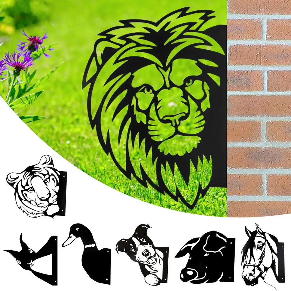 

Metal Peeping Animal Outdoor Garden Ornaments Art Farm Yard Wall Tree Pendant Garden Decoration Garden Statues Sculptures