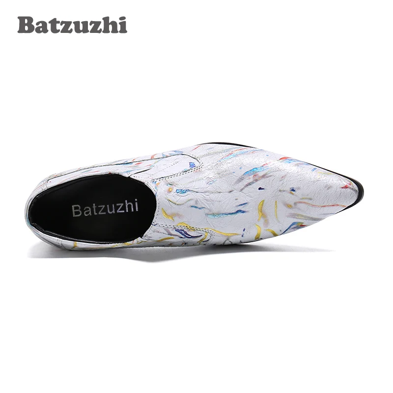 Модные мужские классические туфли Batzuzhi кожаные с острым носком винтажные