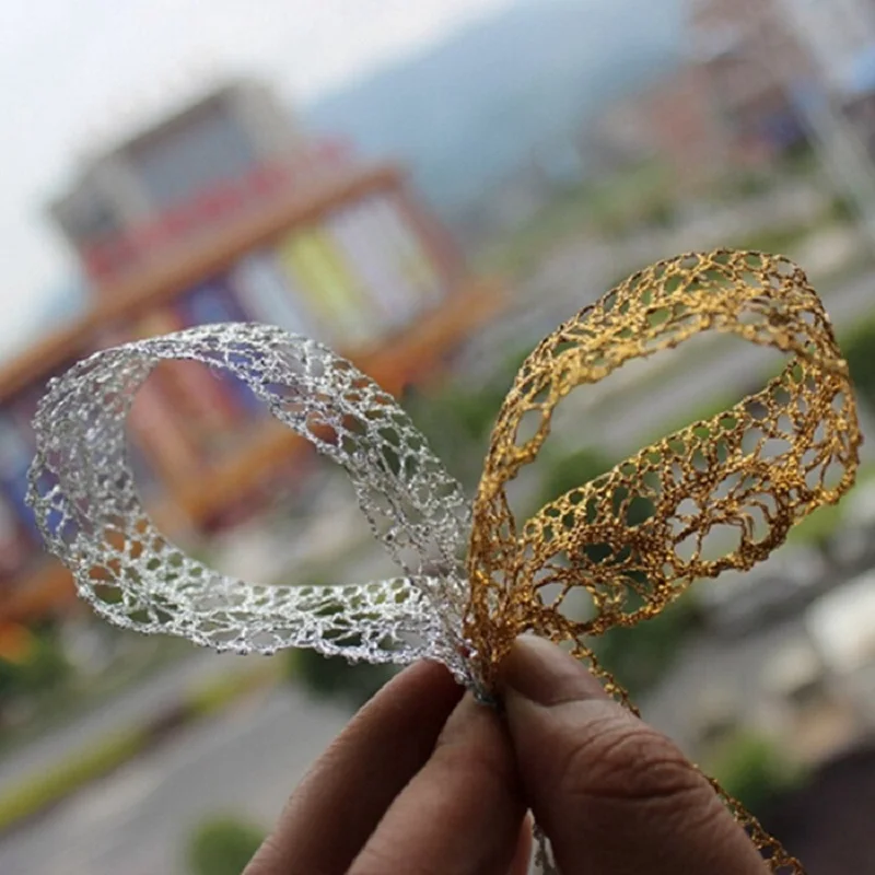 Бесплатная доставка 10 ярдов/партия золотистая серебристая кружевная отделка