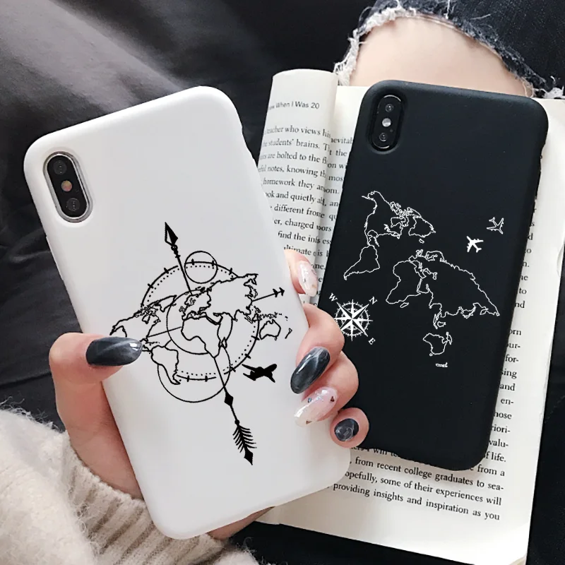 Силиконовый чехол для телефона с картой мира iPhone 12 12Pro 11 Pro X XR XS MAX 8 7 6S Plus Дорожный