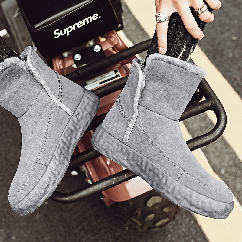 

Winter men's snow ankle boots warm plush soft bottom Short Boots Men's waterproof comfortable snow boots fashion sports shoes