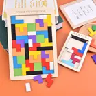 Красочная 3D головоломка, деревянная математическая игрушка Tangram, игра тетрис, детская развивающая игрушка