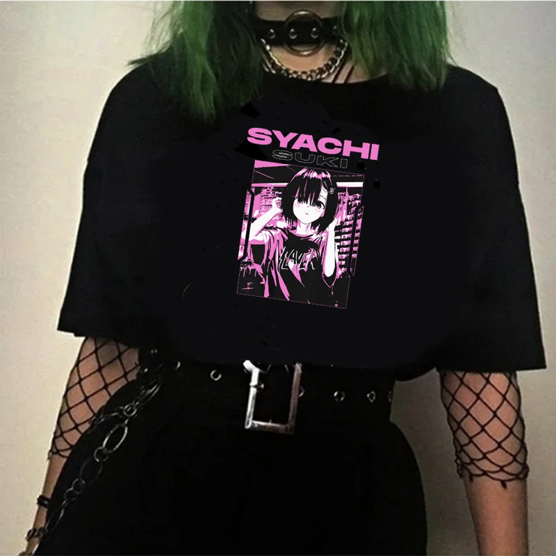 Японское аниме Harajuku E-girls Punk Женская одежда для пар с милым принтом белая футболка