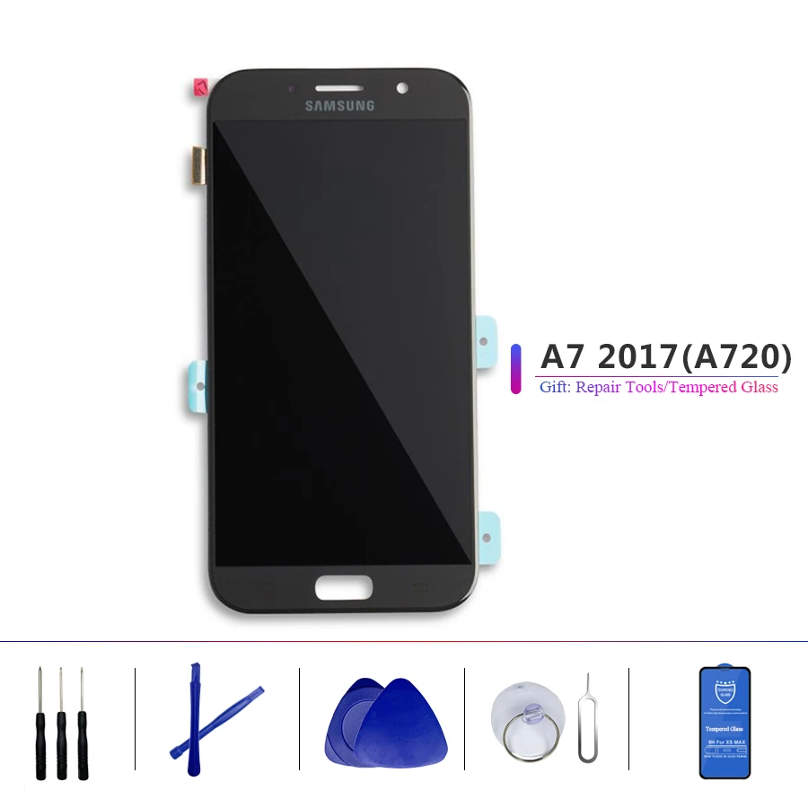 ЖК-дисплей Super AMOLED для Samsung Galaxy A7 2017 A720 A720F A720M с сенсорным экраном и дигитайзером в